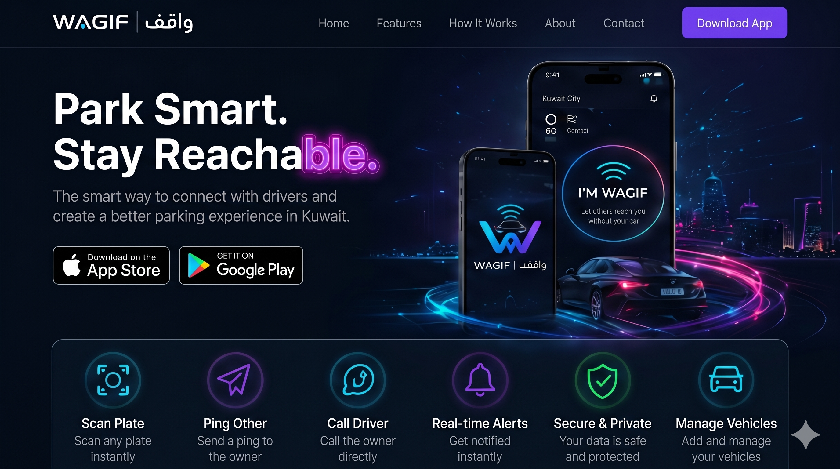 Wagif app landing page preview